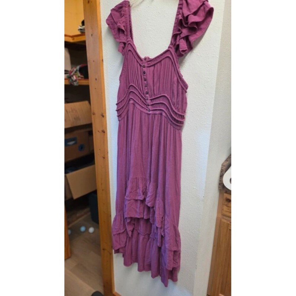 Shyanne Berry Plum Western Ruffle High Low Dress - XL
